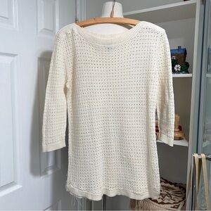 TOMMY HILFIGER 3/4 Sleeve Cream Cable Knit Pull Over/Top